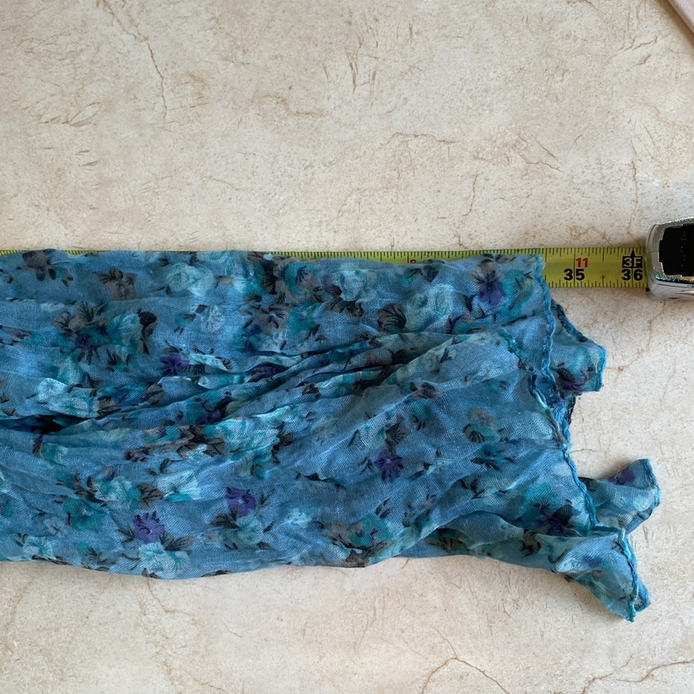Blue Flowered Ruffled Flower Scarf - Picture 8 of 8